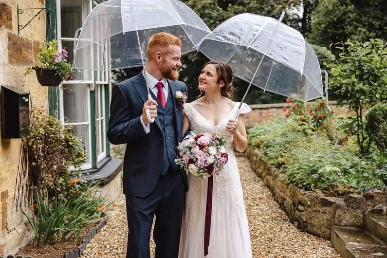 Under umbrellas