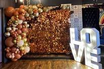 Shimmer wall balloon arch love