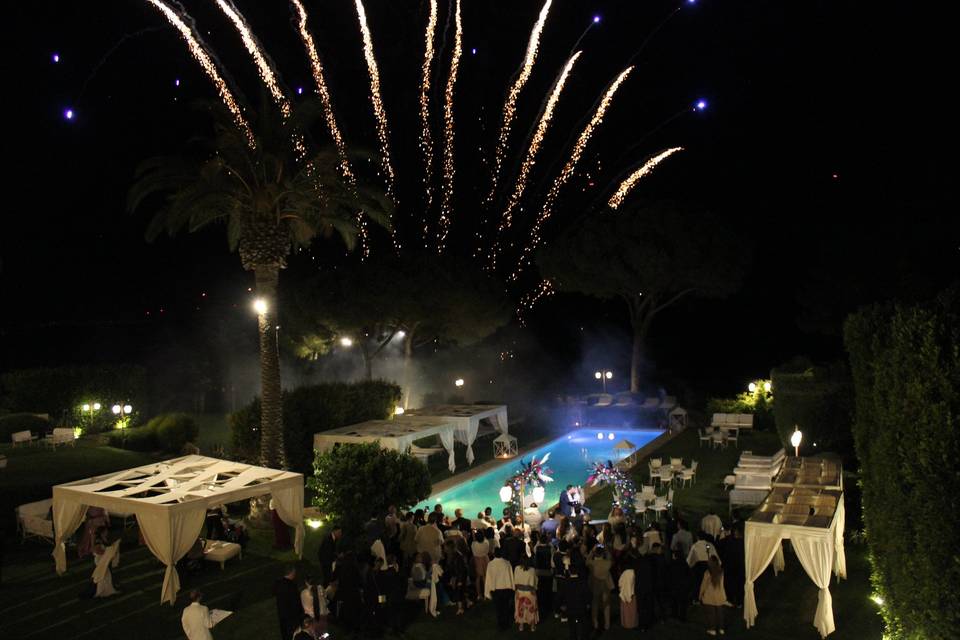 Fireworks in the pool area