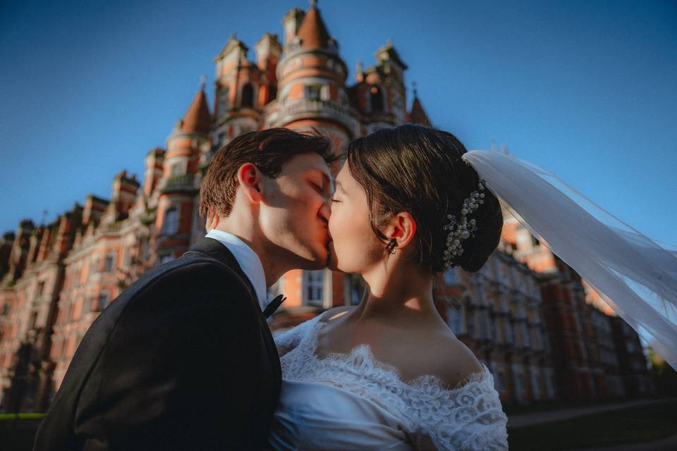 Romantic close up kiss