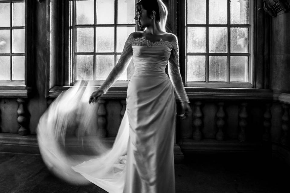 Swirling wedding dress