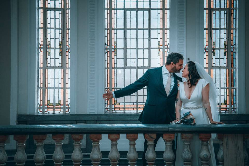 Balcony couple portrait