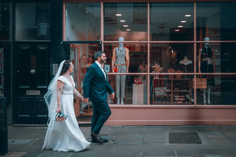 Walking past shop