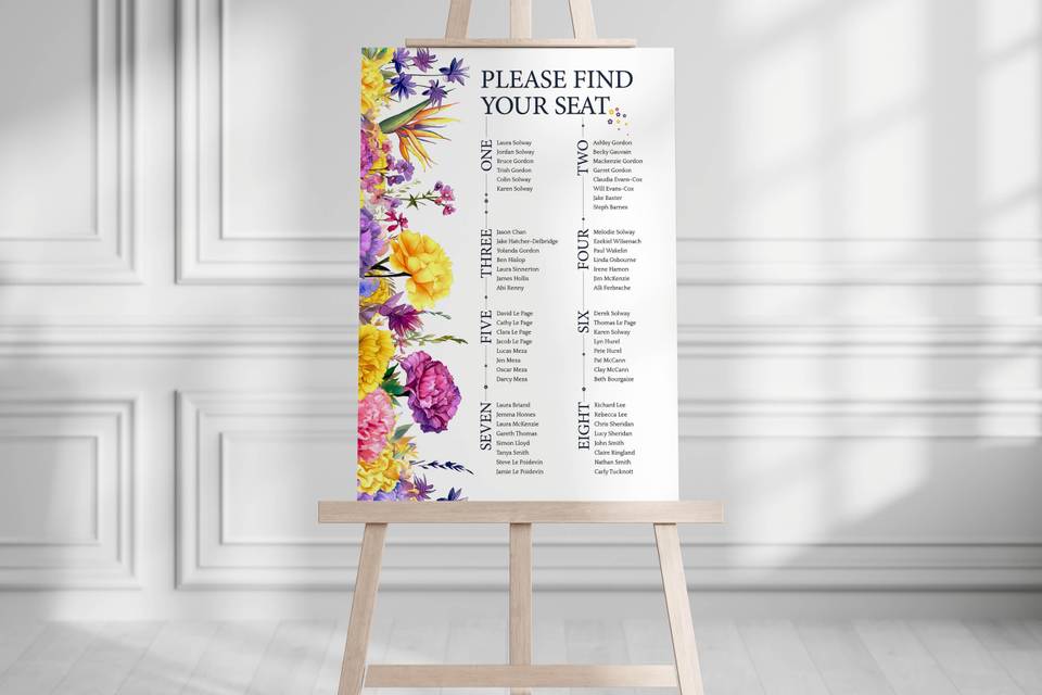 Colourful table plan