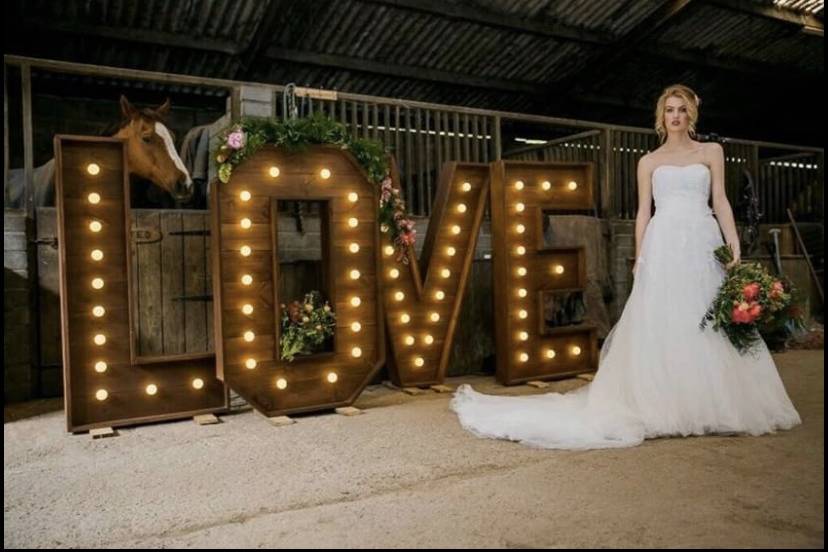 Rustic large LED letters