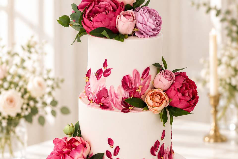 Vibrant Pink Floral Cake