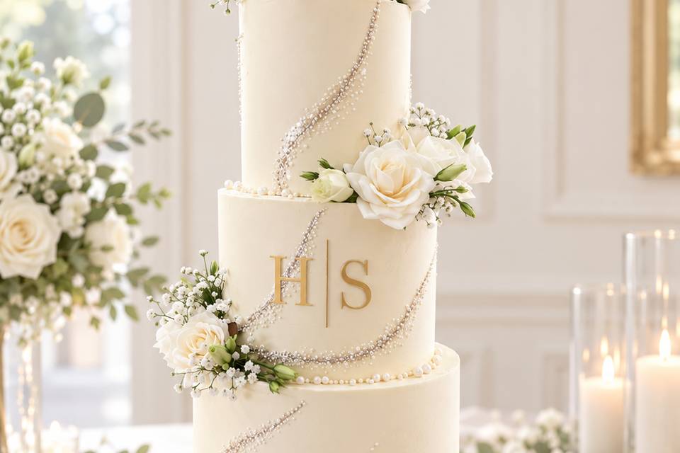 Ivory Pearl Wedding Cake