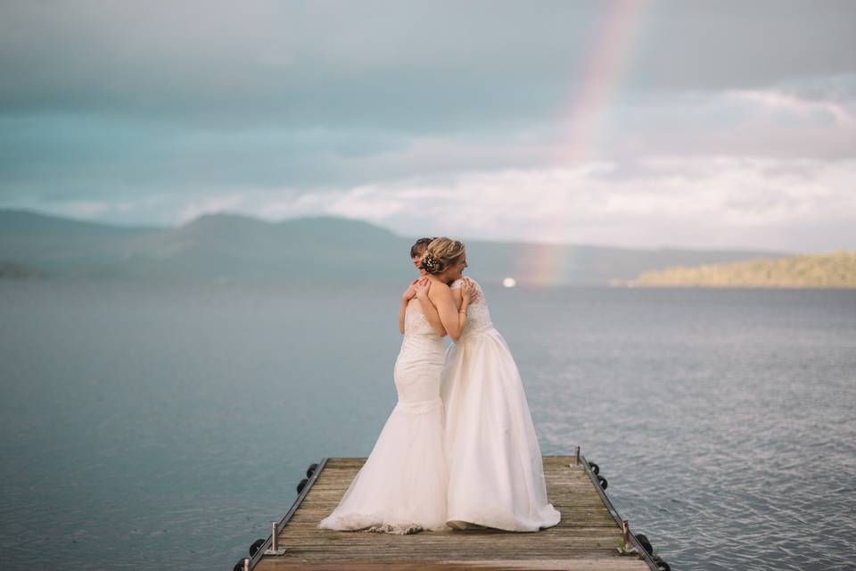 Rainbow couple portrait