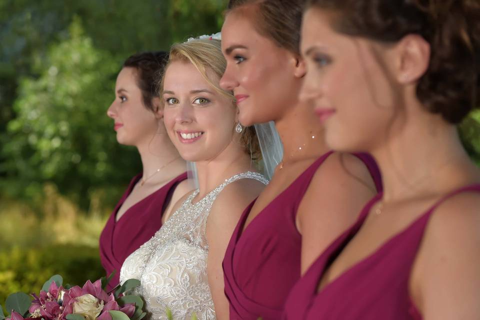 Bride and bridesmaids