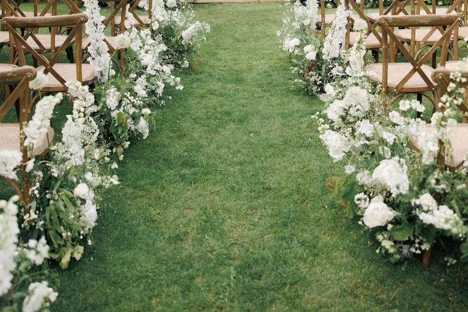 Heavy green and ivory florals