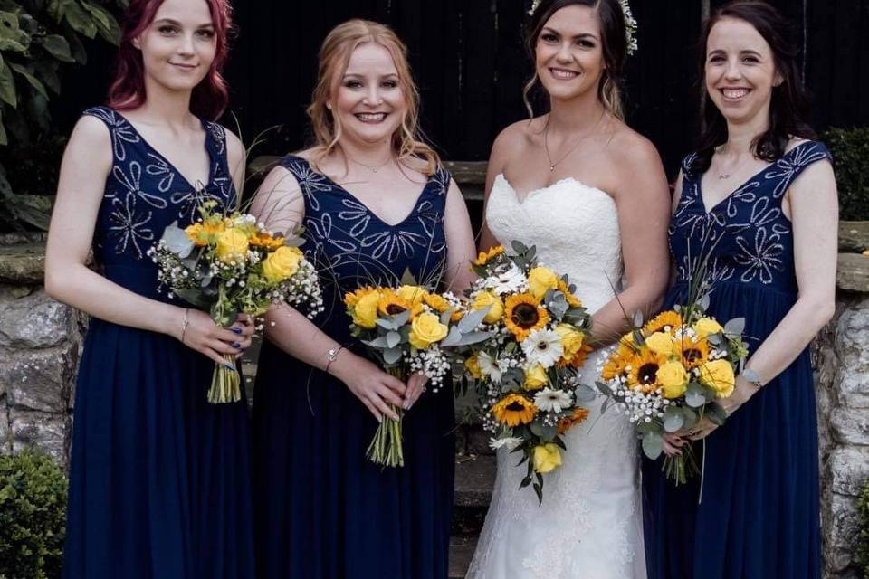 Bride and her bridesmaids