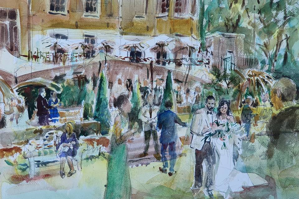 Live watercolour at wedding