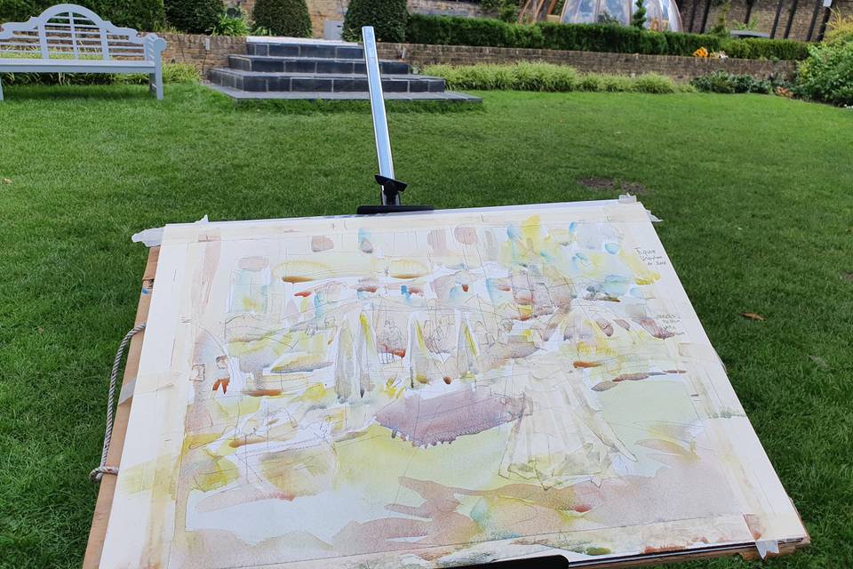 Live watercolour at wedding