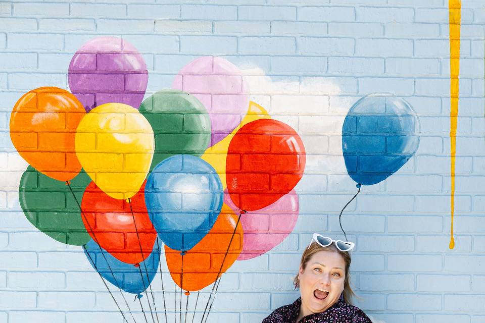 Jumping for joy - balloons