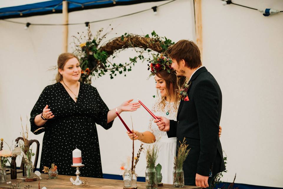 Lighting the candles