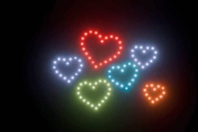Colourful hearts in the sky