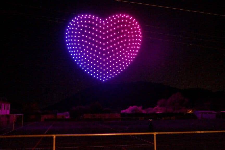 Glowing pink heart display