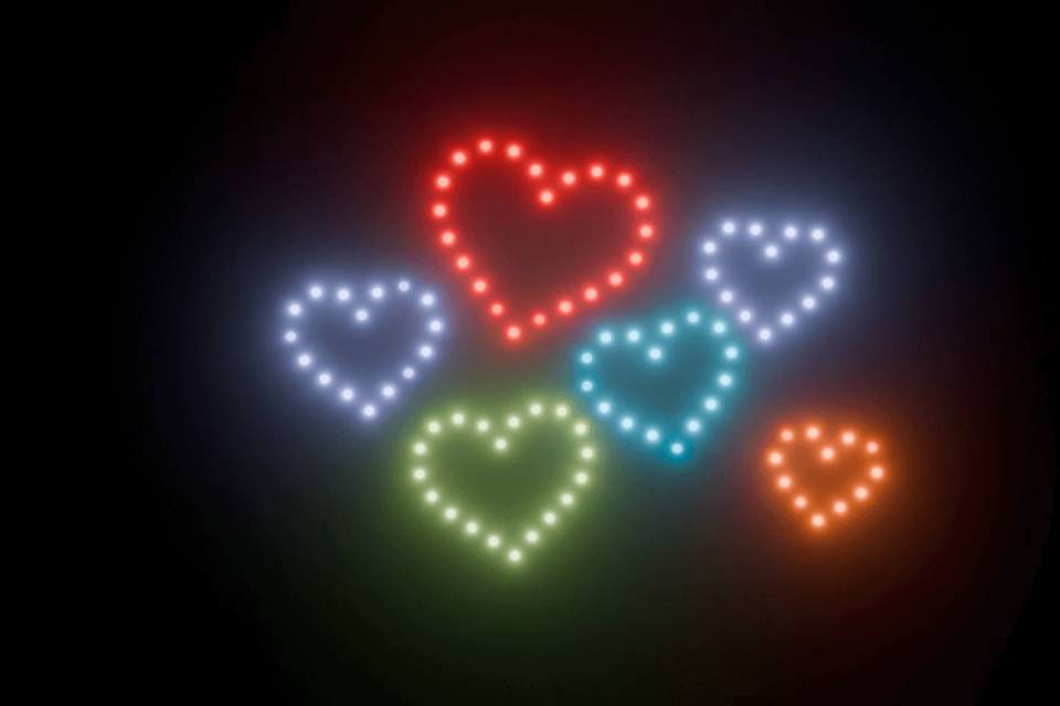 Colourful hearts in the sky