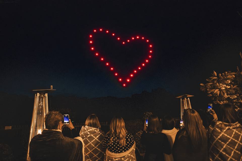 Red heart above the guests