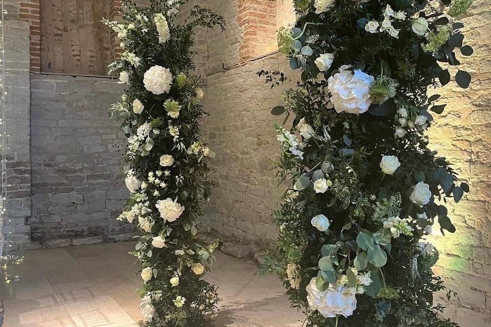 Floral Pillars Tithe Barn