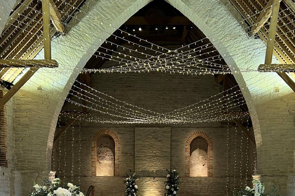 Tithe Barn ceremony set up