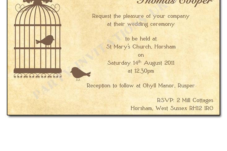 Bride and groom invitation