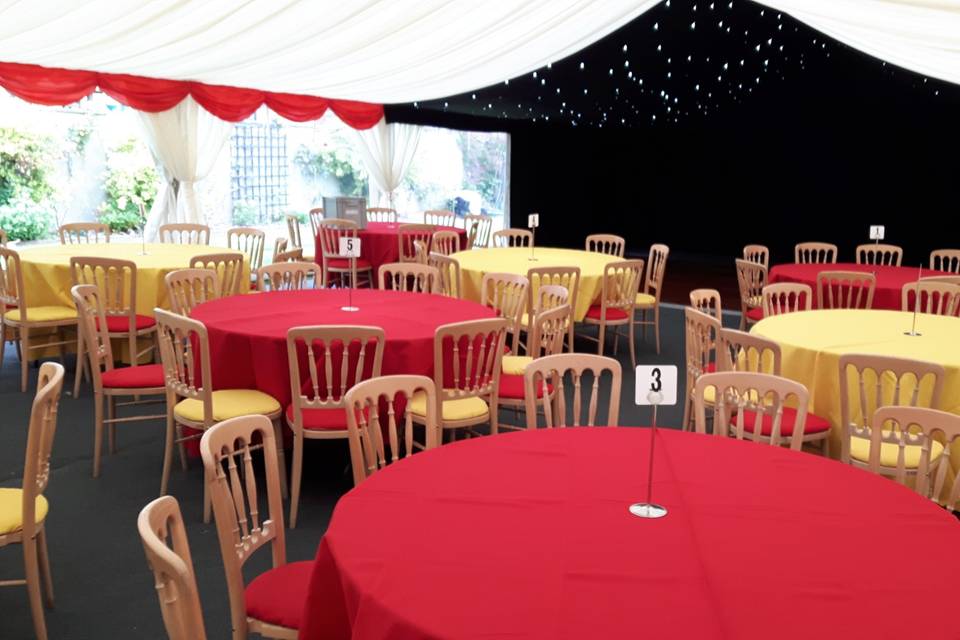 Lined party marquee