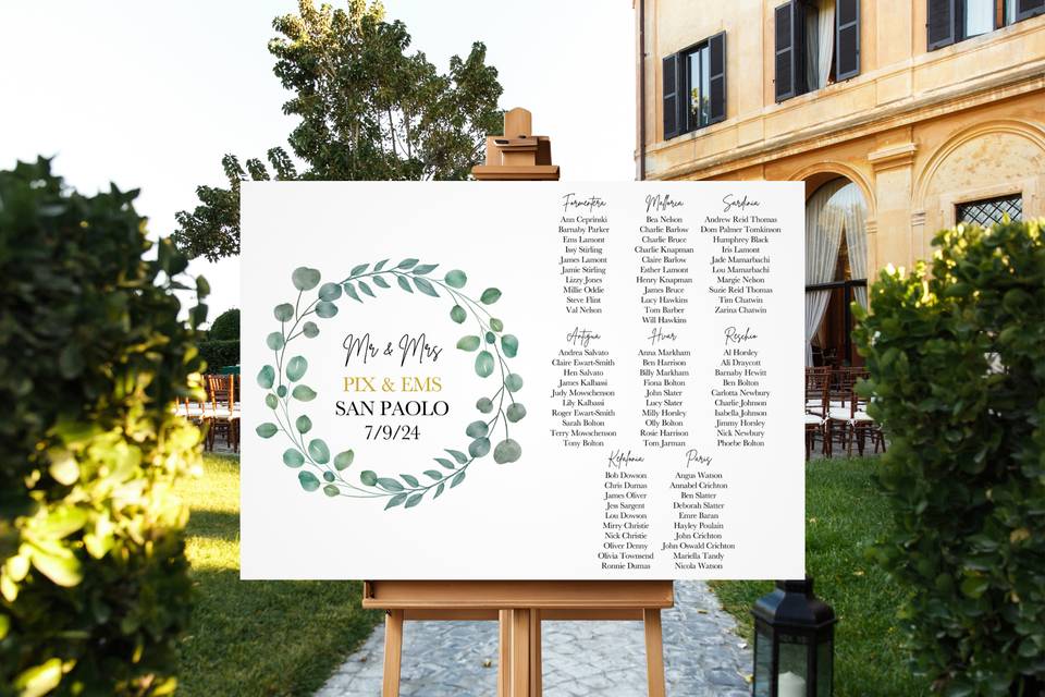Eucalyptus Wreath Seating Plan