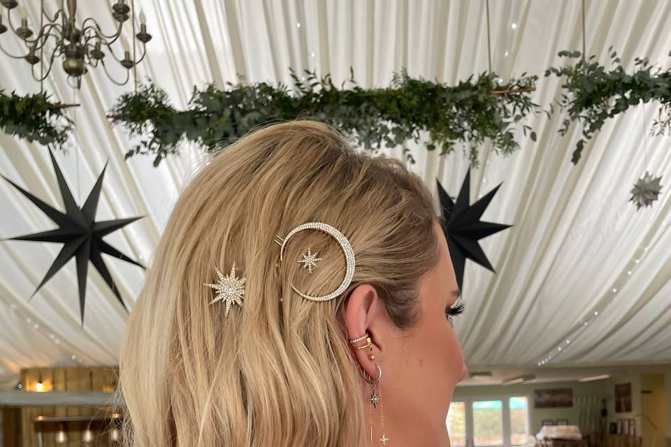 Moon and stars bridal hair