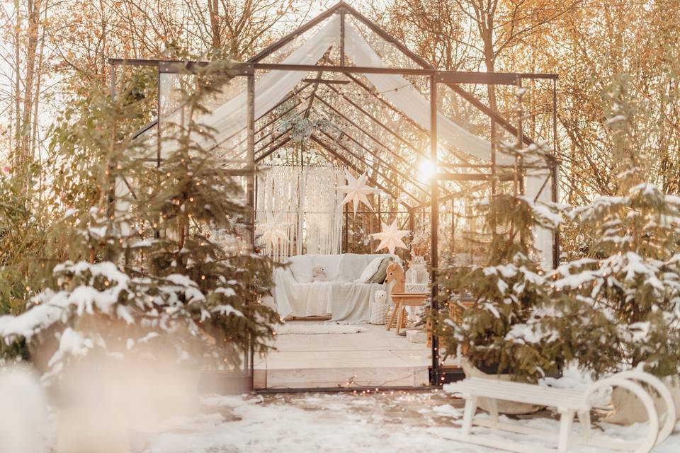 Wedding session in a greenhous