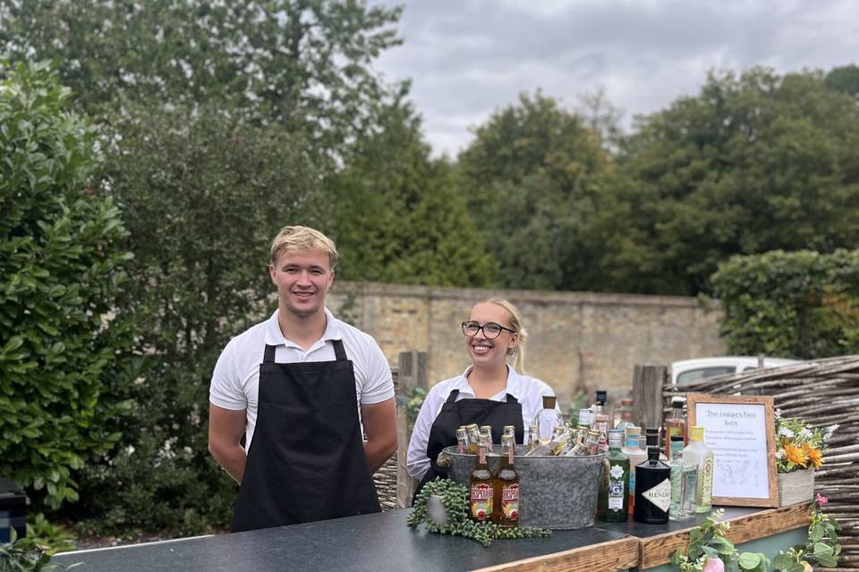 Bar staff with pop up bar