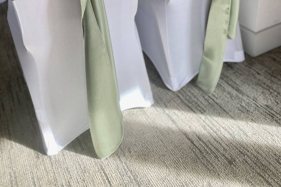 Sage green chair sashes