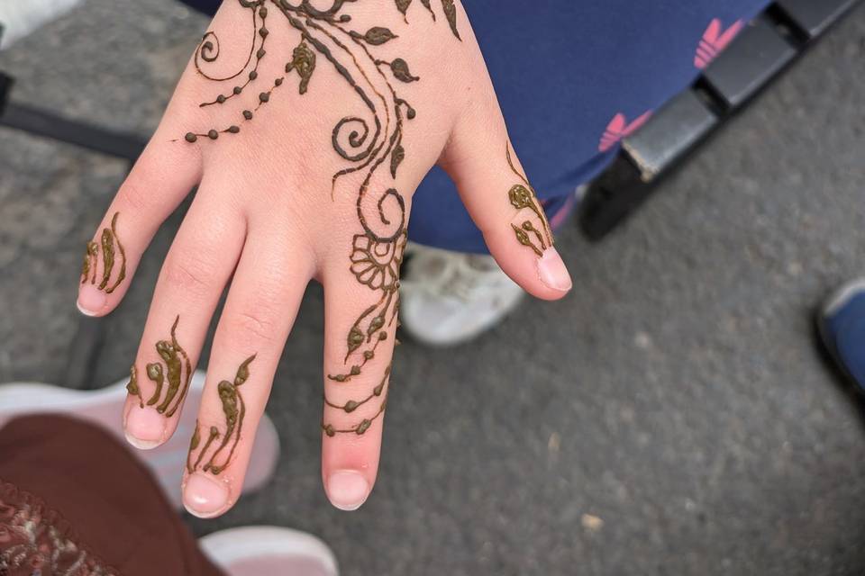 Flower Henna on back hand