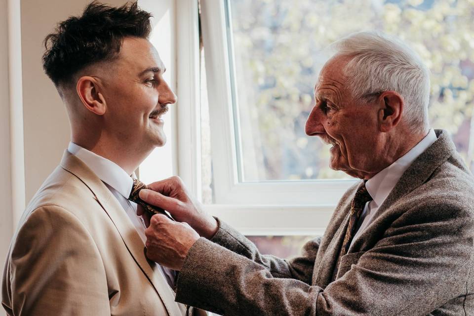 Groom getting ready