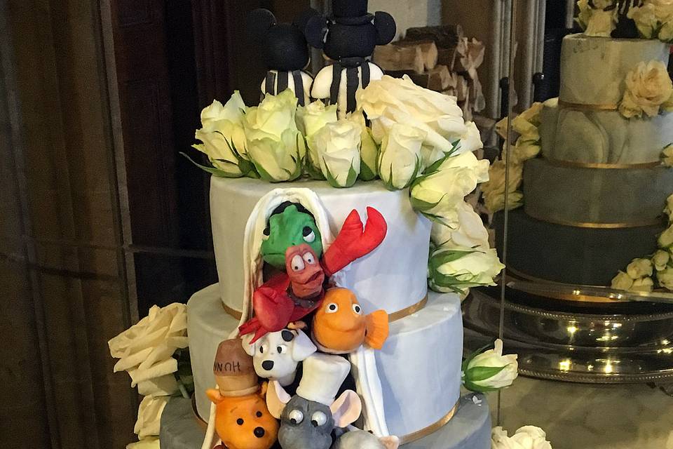 Disney Themed Wedding Cake with Art deco Stile finish - Bakery