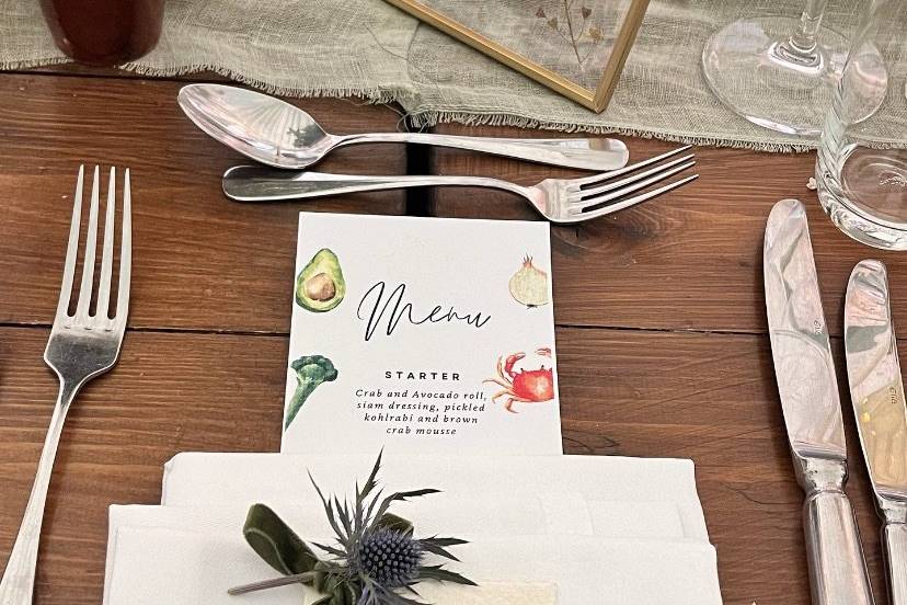 Table Number and Menu