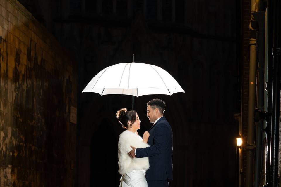 Wedding couple umbrella