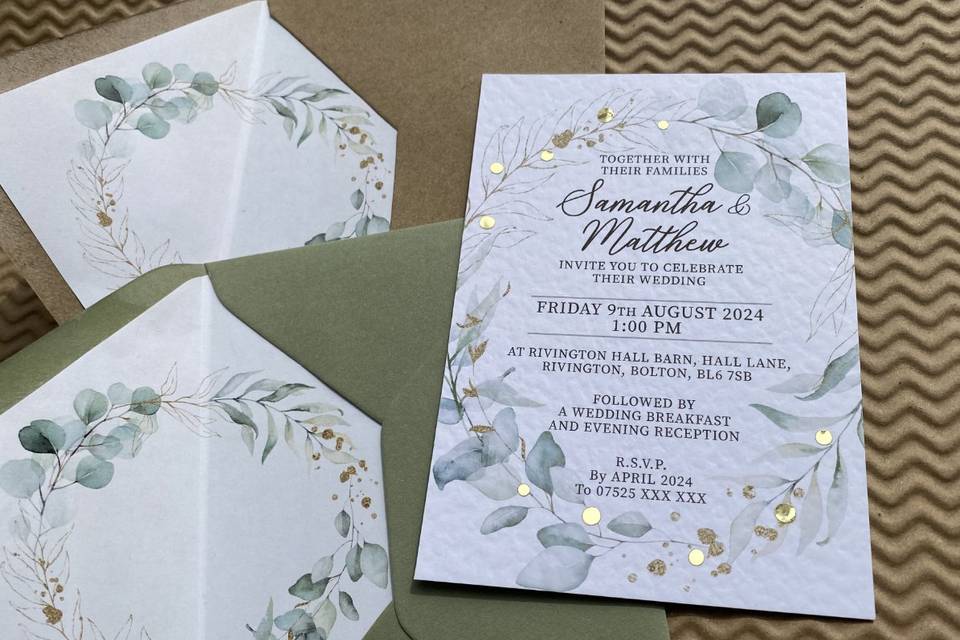 Eucalyptus wreath invitation