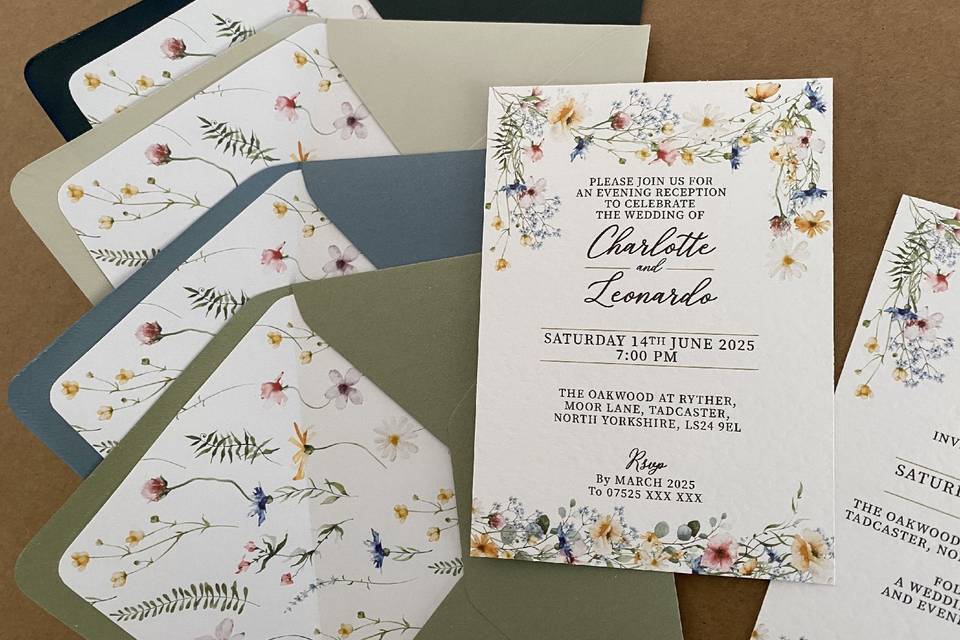 Wildflowers wedding invites