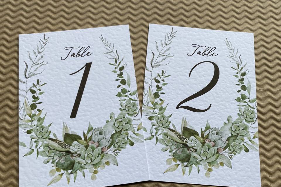 Succulents table numbers