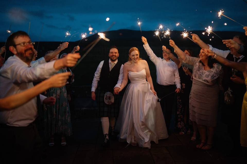 Sparklers at night