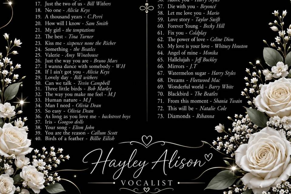 Song list 🤍
