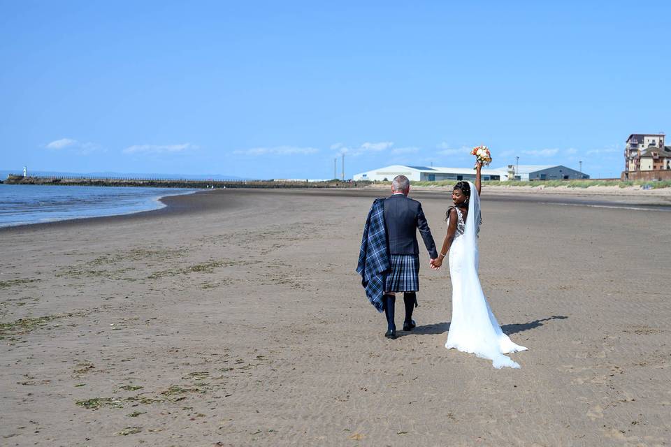 Newlyweds walk