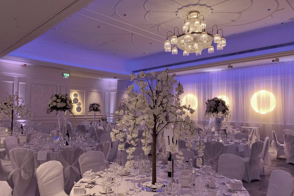 White-and-cream themed reception