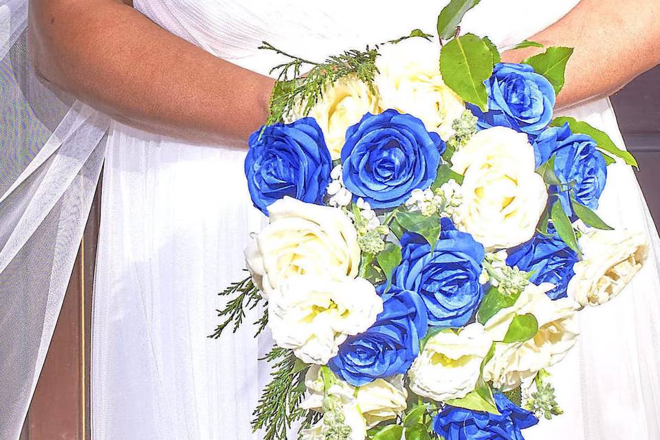 Blue/Ivory Artificial Bouquet