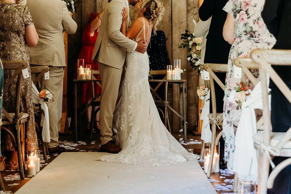 Indoor ceremony- first kiss