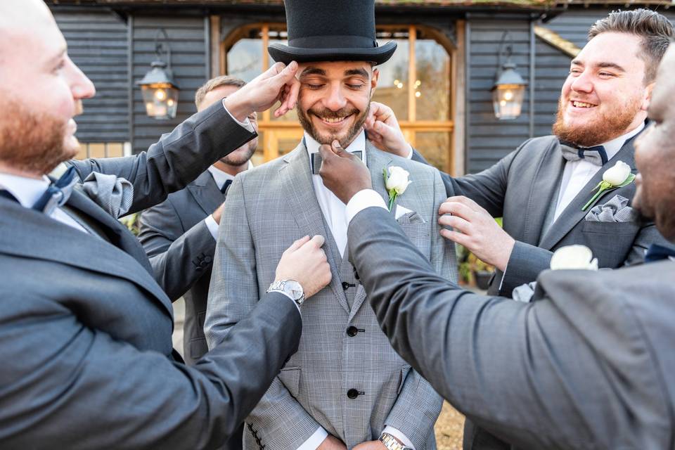 Groom getting ready