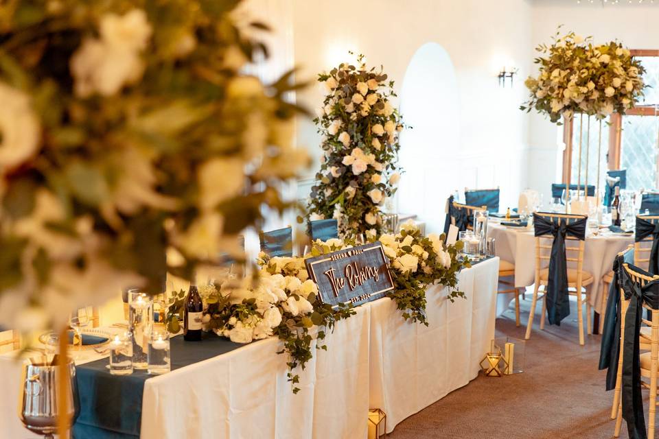 Wedding couple table setup