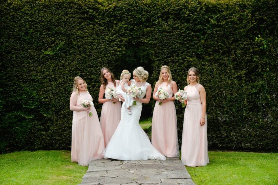 Bridal Party in Italian Garden