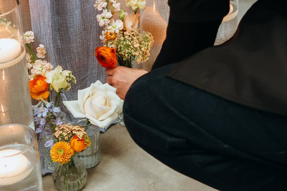 Candle and Floral Display